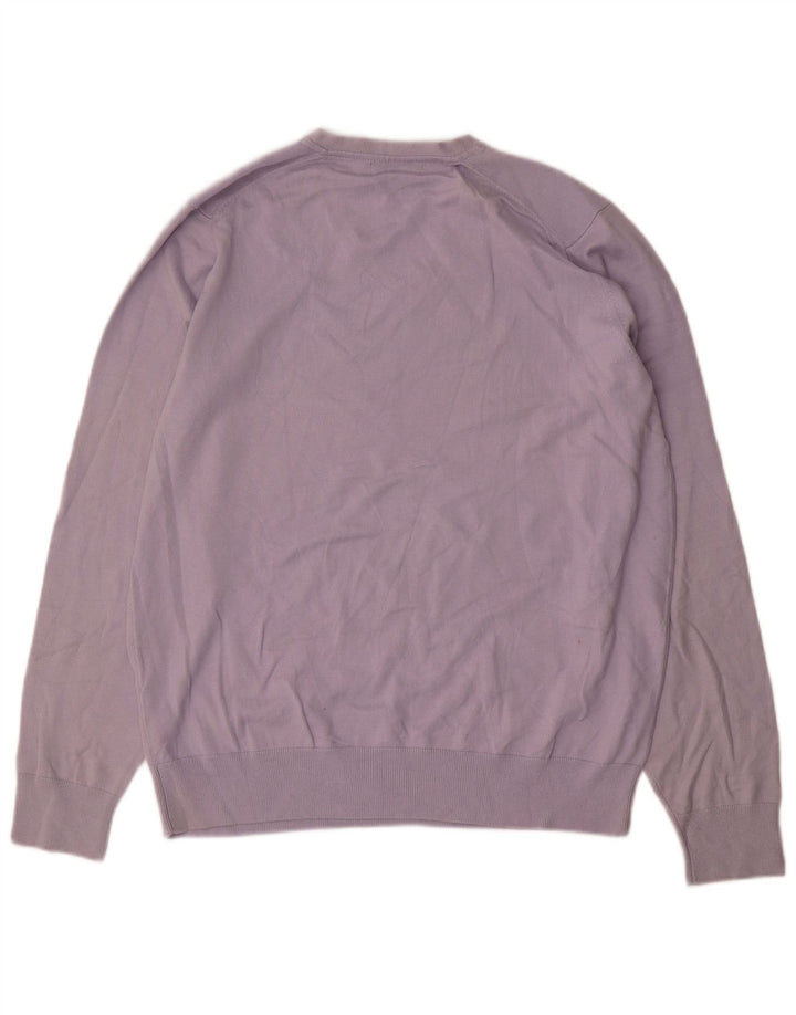 Ανδρικό πουλόβερ Marks & Spencer Autograph V-Neck Jumper μεγάλο μπλε βαμβακερό