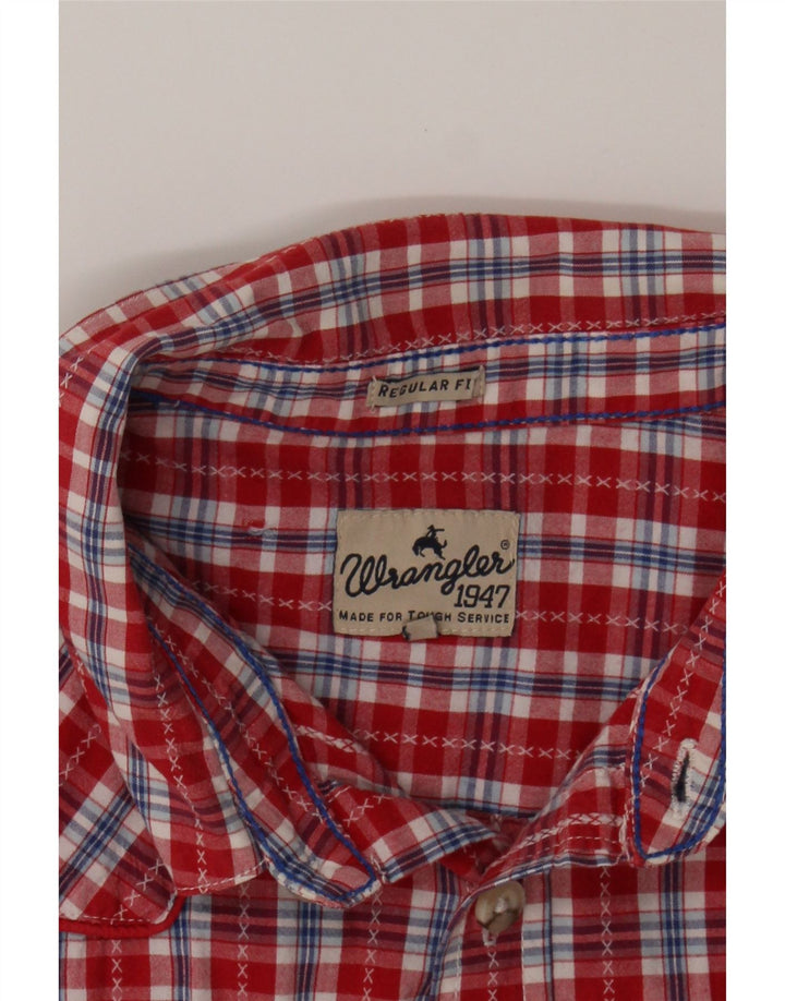 WRANGLER Mens Regular Fit Shirt Medium Red Check Cotton Vintage Wrangler and Second-Hand Wrangler from Messina Hembry 