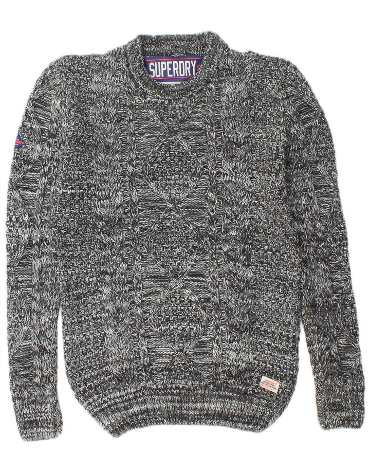SUPERDRY Ανδρικό πουλόβερ με λαιμόκοψη μεσαίου γκρι ακρυλικό