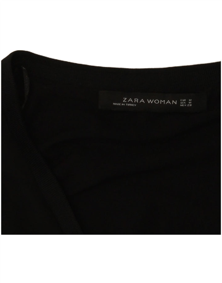 Zara Γυναικεία μπλούζα 3/4 μανίκια τοπ UK 12 Medium Black