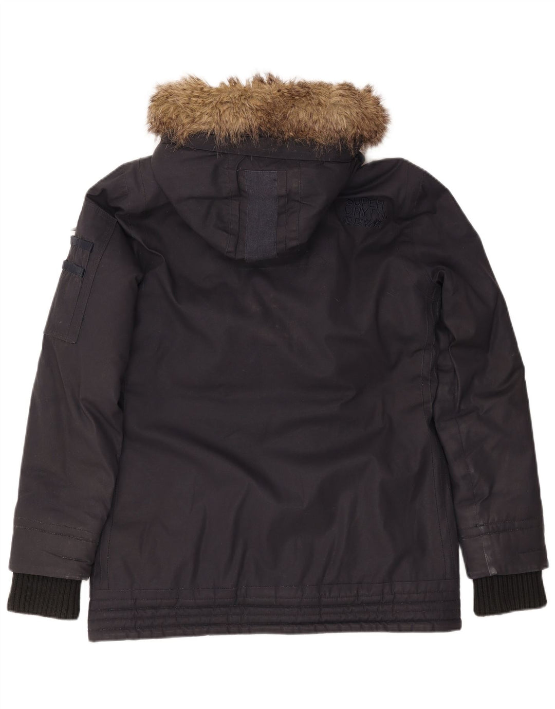 SUPERDRY Γυναικείο μπουφάν Parka με κουκούλα UK 16 Μεγάλο Navy Blue από βαμβάκι
