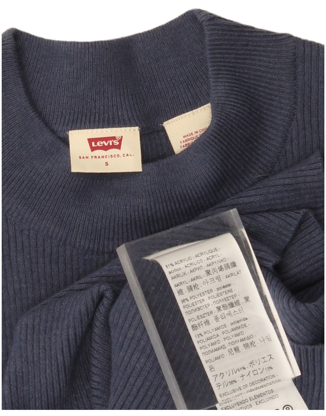 Γυναικείο πουλόβερ LEVI'S Crew Neck Jumper UK 8 Small Navy Blue Acrylic