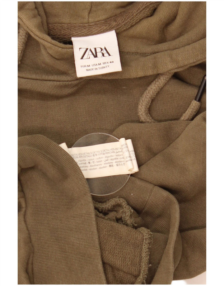 Zara Ανδρικό Hoodie Jumper Μεσαίο Χακί Βαμβάκι