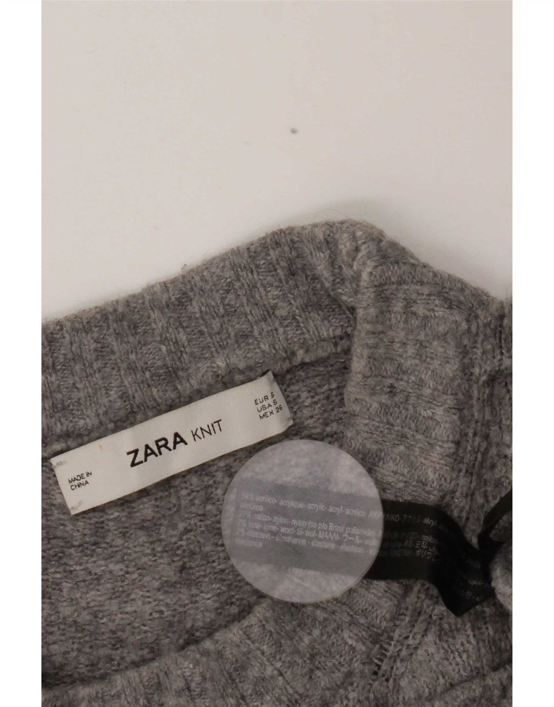 Zara γυναικείο πουλόβερ με λαιμόκοψη μεγάλου μεγέθους χελώνας UK 10 Small Grey Flecked