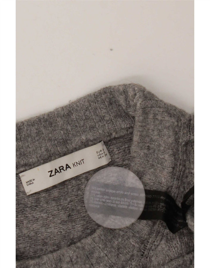 Zara γυναικείο πουλόβερ με λαιμόκοψη μεγάλου μεγέθους χελώνας UK 10 Small Grey Flecked