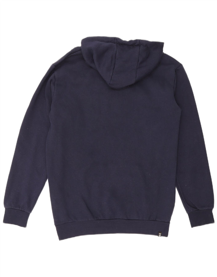 HUMMEL Mens Graphic Hoodie Jumper Medium Navy Blue Cotton
