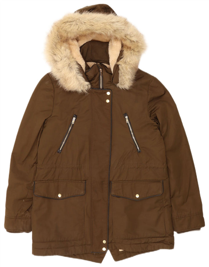 Zara Γυναικείο Trafaluc Oversized Sherpa Parka Jacket UK 10 Small Brown