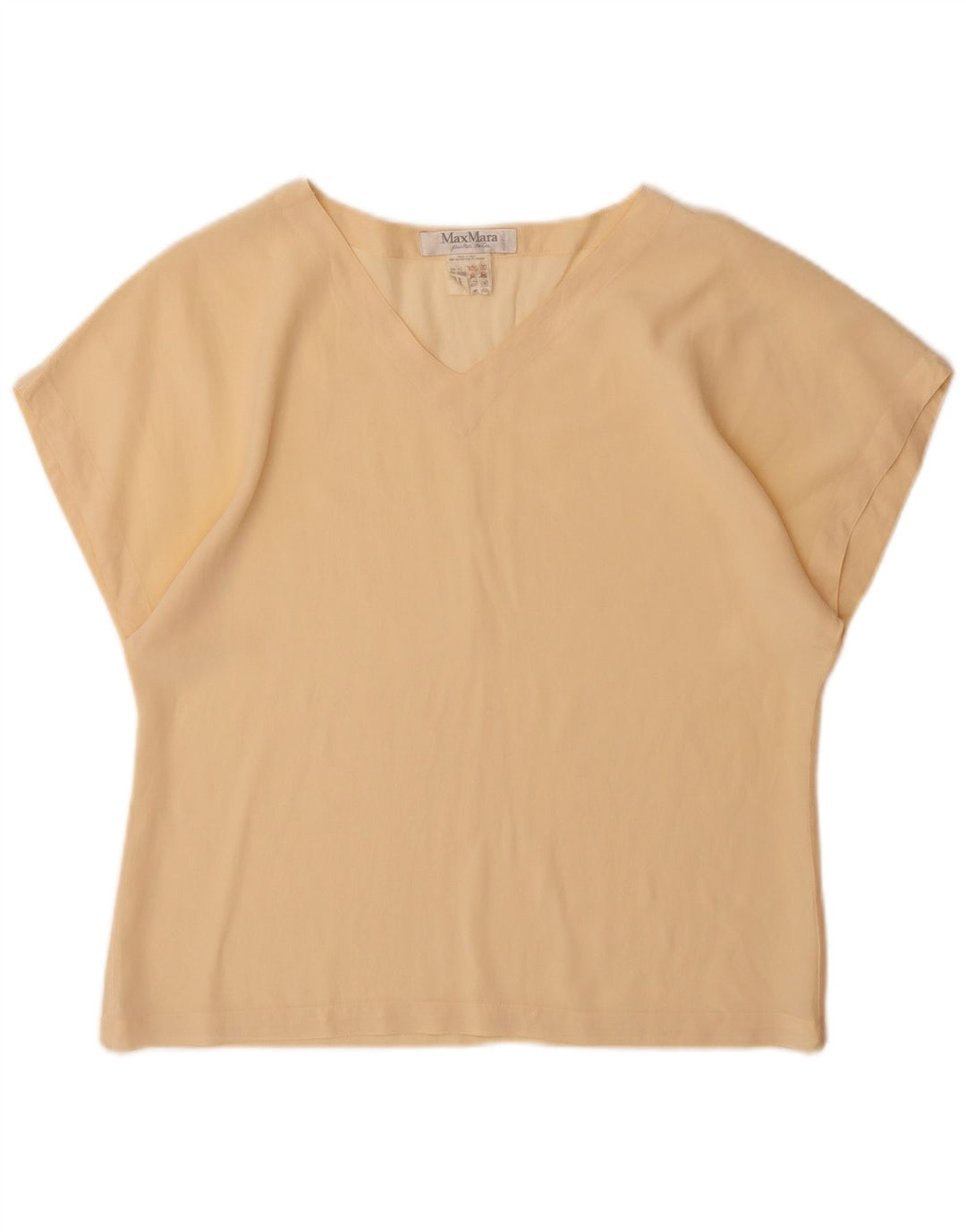 MAX MARA Γυναικείο T-Shirt Top UK 14 Large Beige Silk