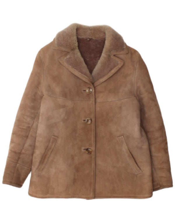Vintage Γυναικείο Oversized Shearling Jacket IT 36 XS Καφέ Δέρμα αρνιού