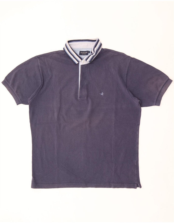 Ανδρικό μπλουζάκι πόλο Brooksfield IT 52 Large Navy Blue από βαμβάκι