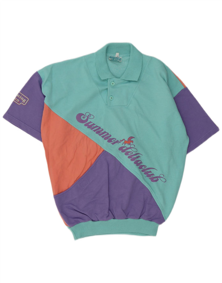 Vintage γραφικό ανδρικό φούτερ Jumper Μεγάλο πολύχρωμο Colourblock