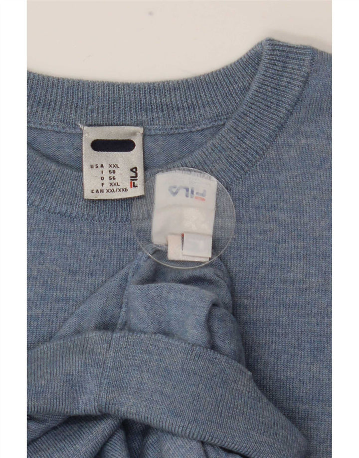 Fila Ανδρικό πουλόβερ με λαιμόκοψη 2XL μπλε μαλλί