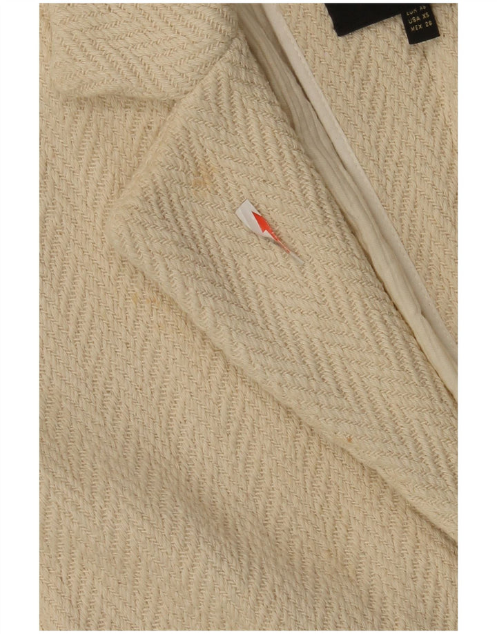 Massimo Dutti Γυναικείο μανίκι 3/4 ανοιχτό πανωφόρι UK 6 XS Off White Ψαροκόκαλο
