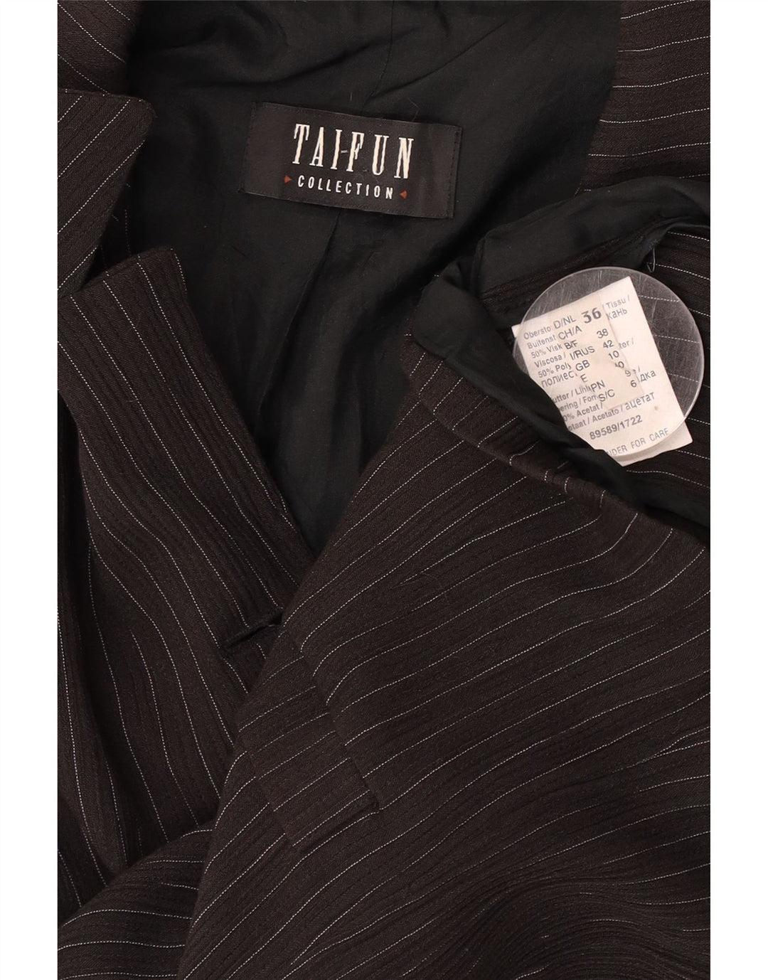 Taifun γυναικείο μπουφάν blazer UK 10 μικρών λωρίδων καφέ βισκόζης