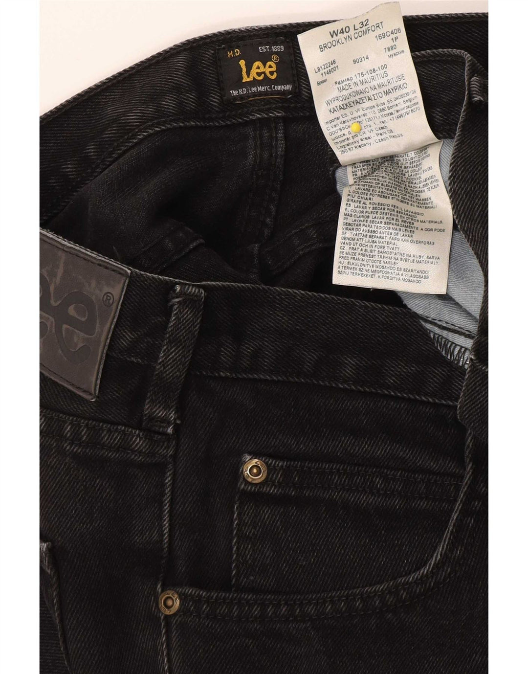 Lee Mens Brooklyn Straight Jeans W40 L32 Μαύρο βαμβακερό