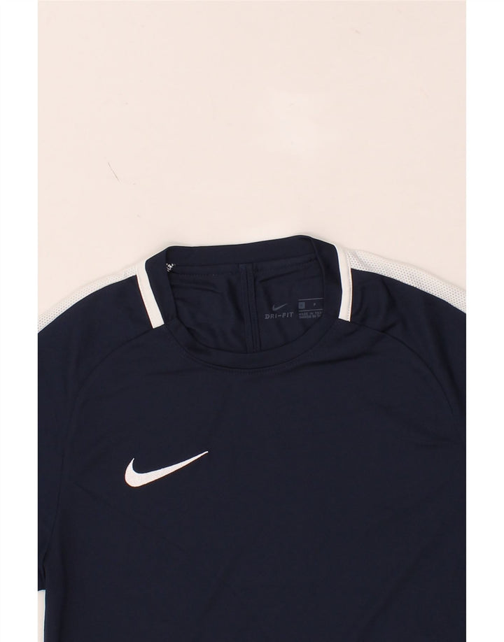 NIKE Mens Dri Fit T-Shirt Top Small Navy Blue Colourblock Polyester Vintage Nike and Second-Hand Nike from Messina Hembry 