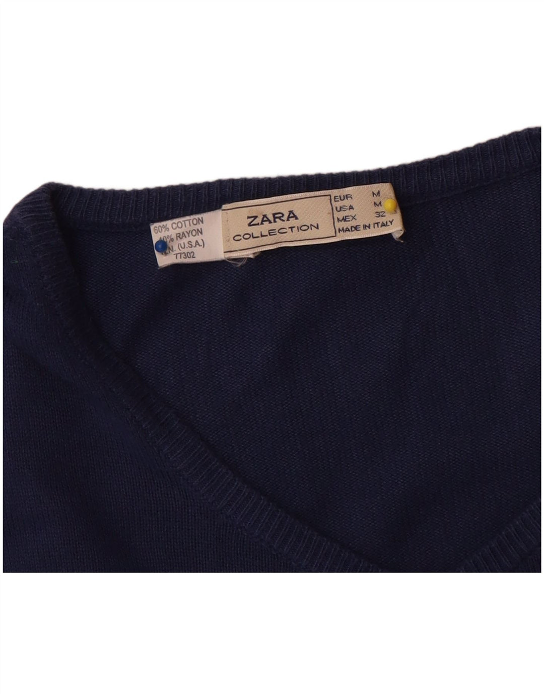 Zara Γυναικεία Ζακέτα UK 14 Medium Navy Blue Cotton