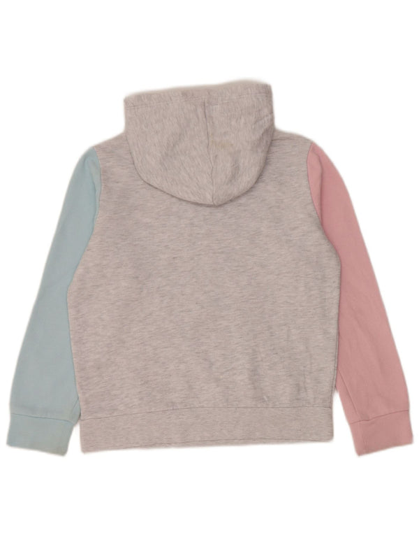 Puma Girls Hoodie Jumper 10-11 Years Medium Grey Colourblock
