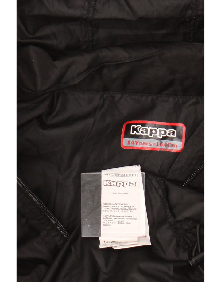 Μπουφάν Kappa Boys Hooded Windbreaker 13-14 Years Black Polyester