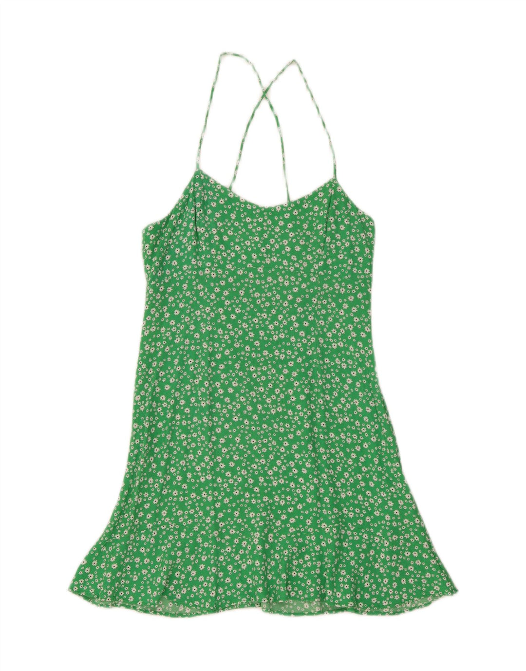 Zara Γυναικείο Sundress UK 12 Medium Green Floral Viscose