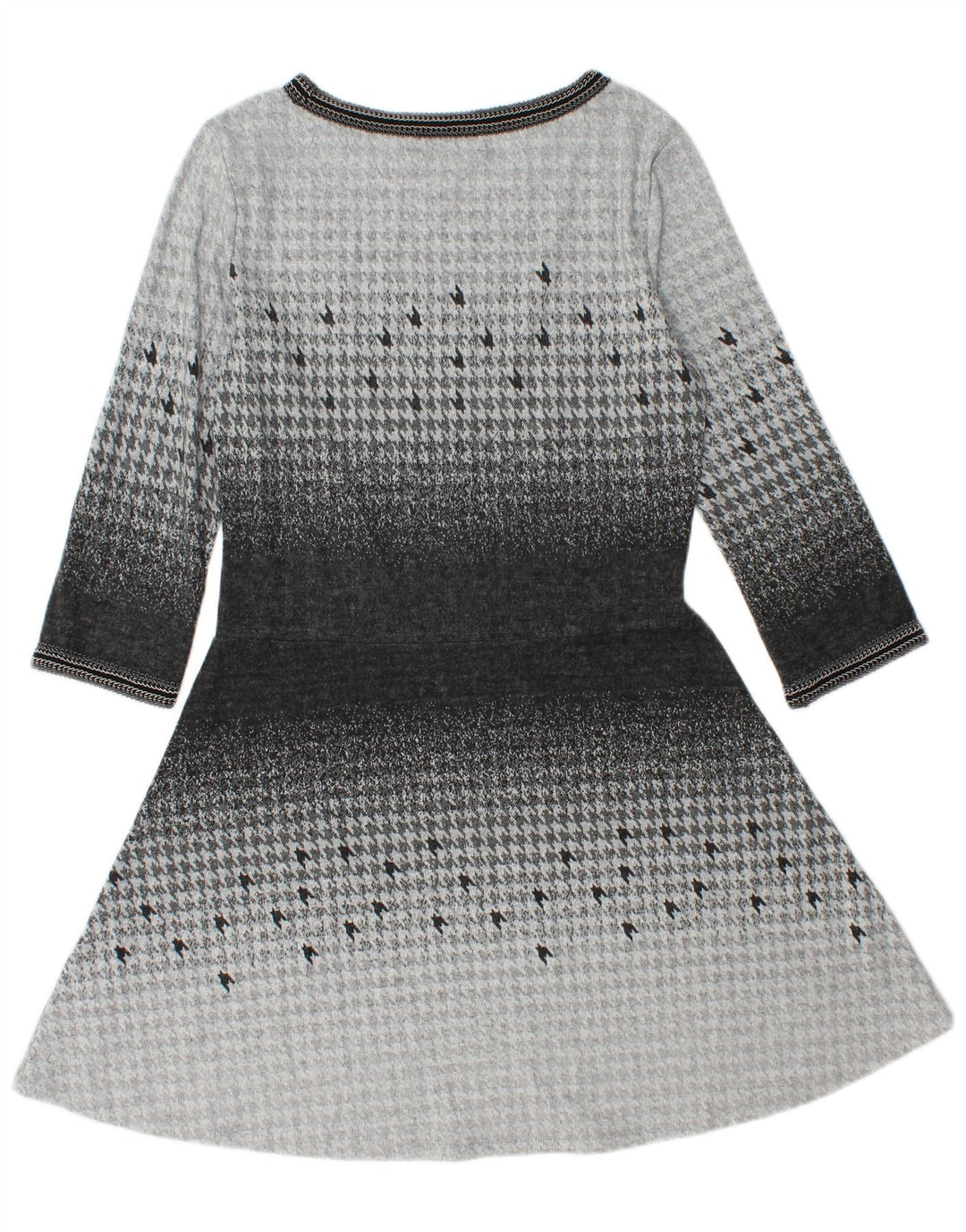 DESIGUAL Γυναικείο φόρεμα 3/4 με μανίκια A-Line UK 14 Large Grey Houndstooth