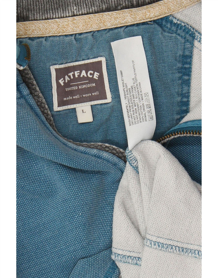 FAT FACE Ανδρικό Φούτερ με φερμουάρ, Μπλε βαμβακερό