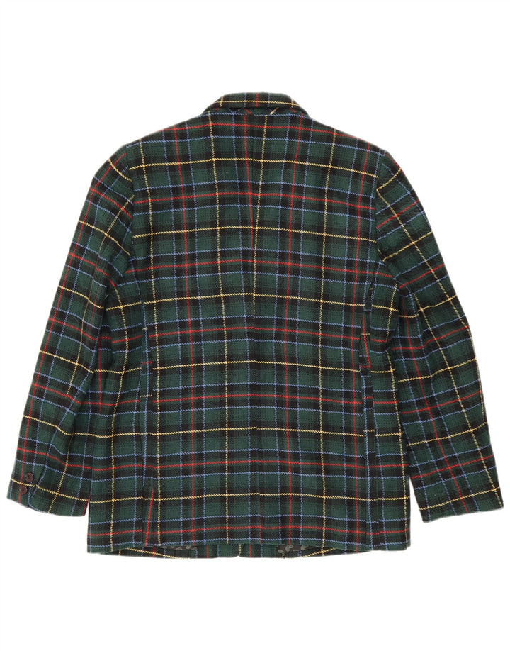 Vintage γυναικείο σακάκι 3 κουμπιών Blazer IT 48 XL Green Check Polyester