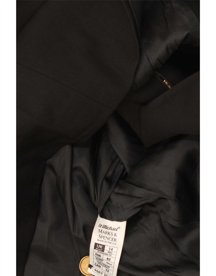 Marks & Spencer Γυναικείο μπουφάν Blazer με διπλό στήθος 14 Μαύρο νέο μαλλί