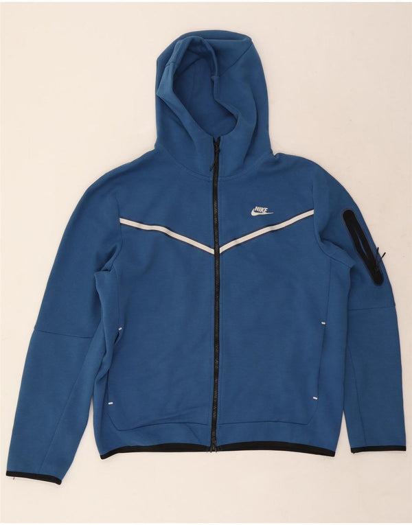 Ανδρικό πουλόβερ Nike με φερμουάρ με κουκούλα, μεγάλο μπλε ριγέ βαμβακερό