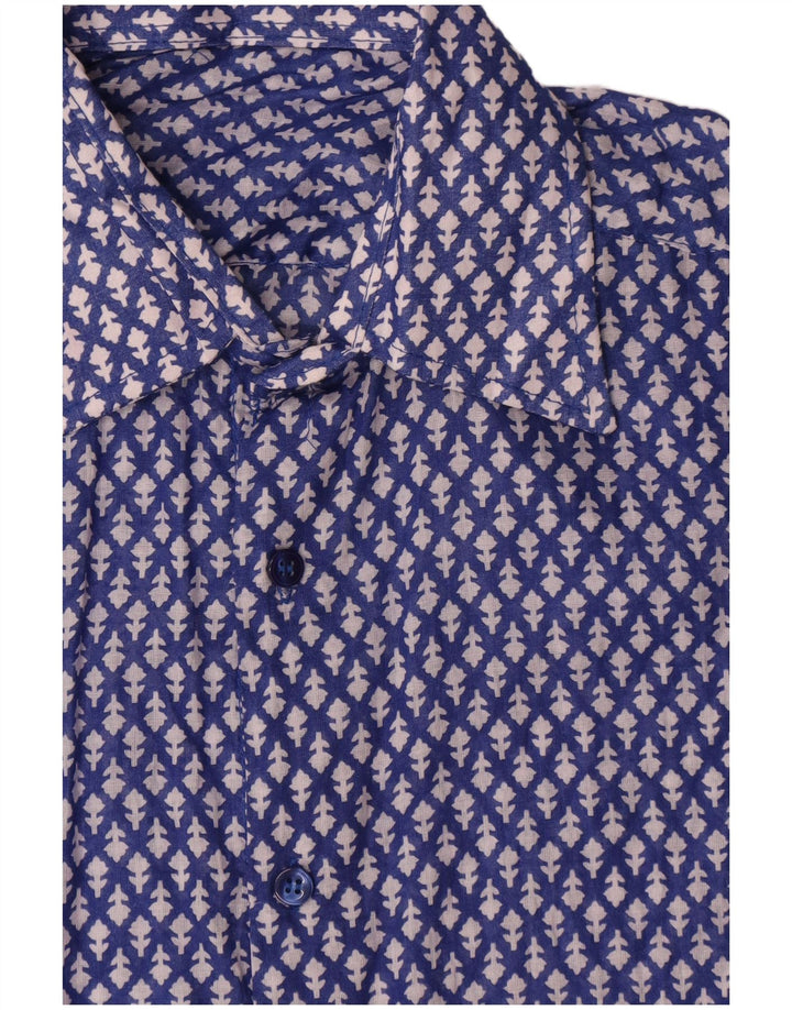 Vintage Ανδρικό πουκάμισο Μεσαίο Μπλε Floral