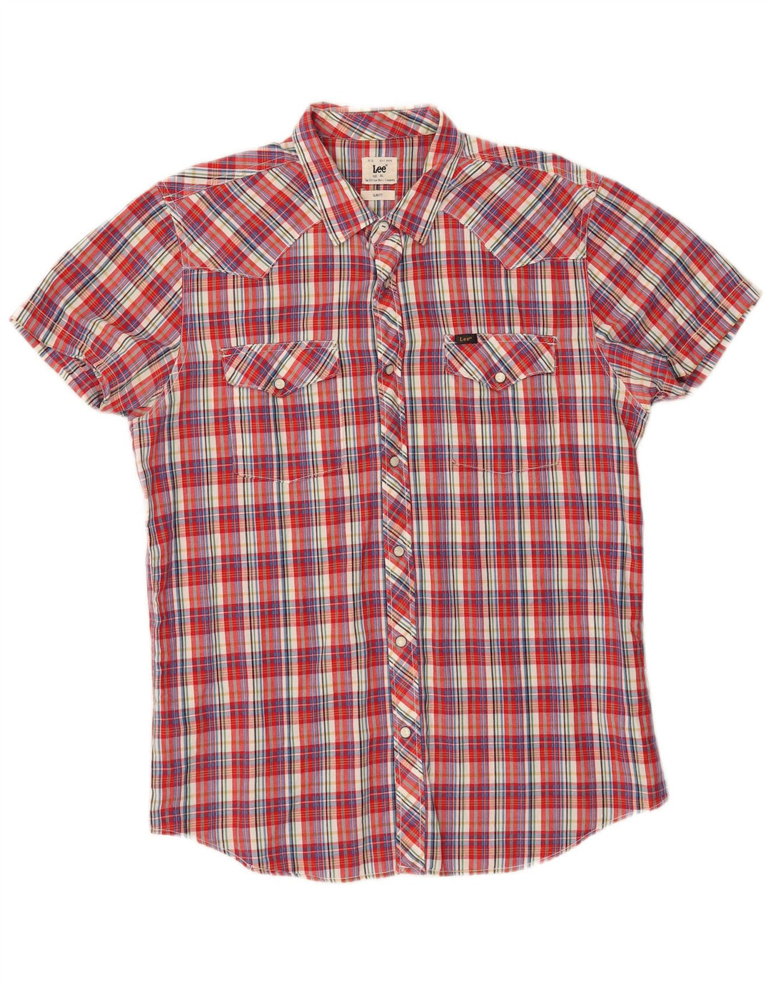 Ανδρικό κοντομάνικο πουκάμισο LEE Slim Fit XL Red Check Cotton