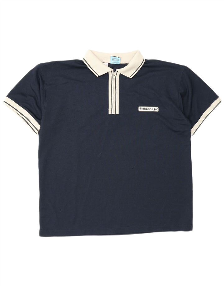 Ανδρικό πουκάμισο πόλο Fishbone Medium Navy Blue Colourblock Πολυεστέρας