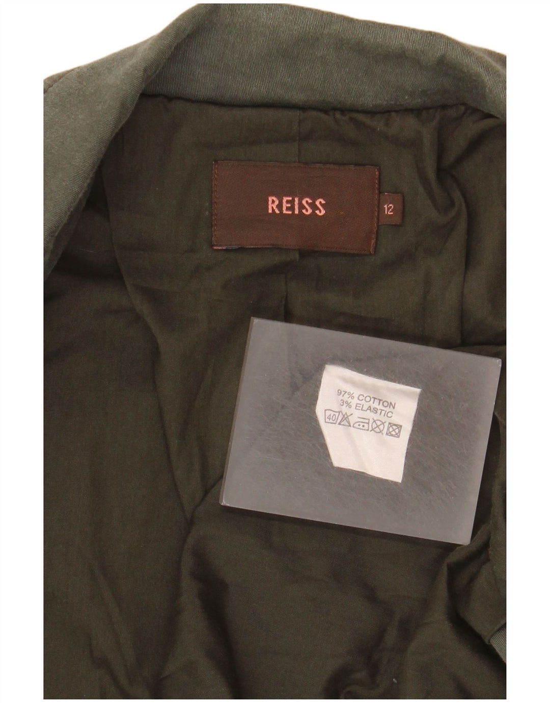 Reiss Γυναικείο σακάκι 1 κουμπιού blazer UK 12 μεσαίο πράσινο βαμβακερό