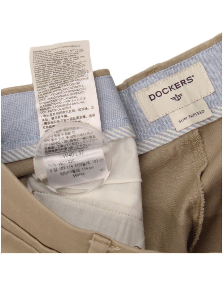 DOCKERS Ανδρικό κωνικό παντελόνι Chino W40 L29 Μπεζ βαμβακερό