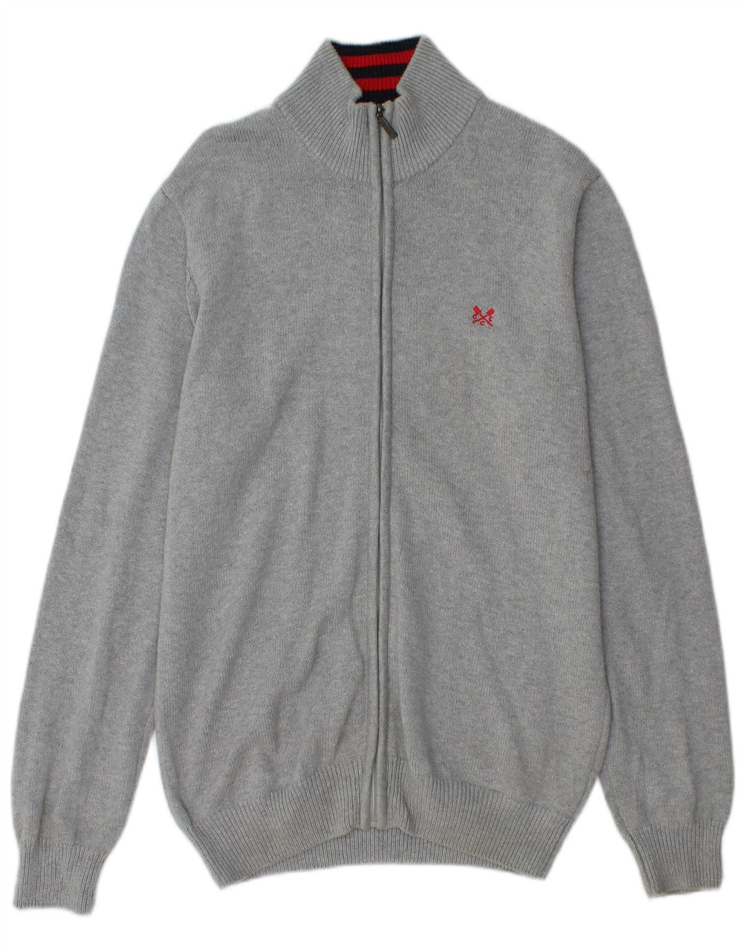 CREW CLOTHING Ανδρική ζακέτα πουλόβερ Μεσαίο γκρι βαμβακερό