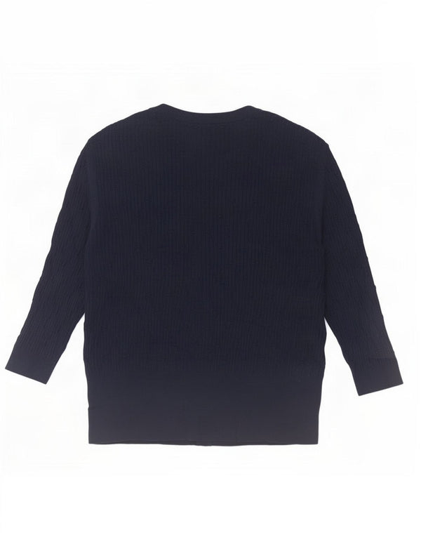 Marks & Spencer Γυναικείο πουλόβερ ζακέτα με μανίκια 3/4 UK 16 Large Navy Blue