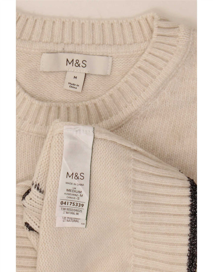 Marks & Spencer Γυναικείο πουλόβερ με λαιμόκοψη UK 14 Medium Off White
