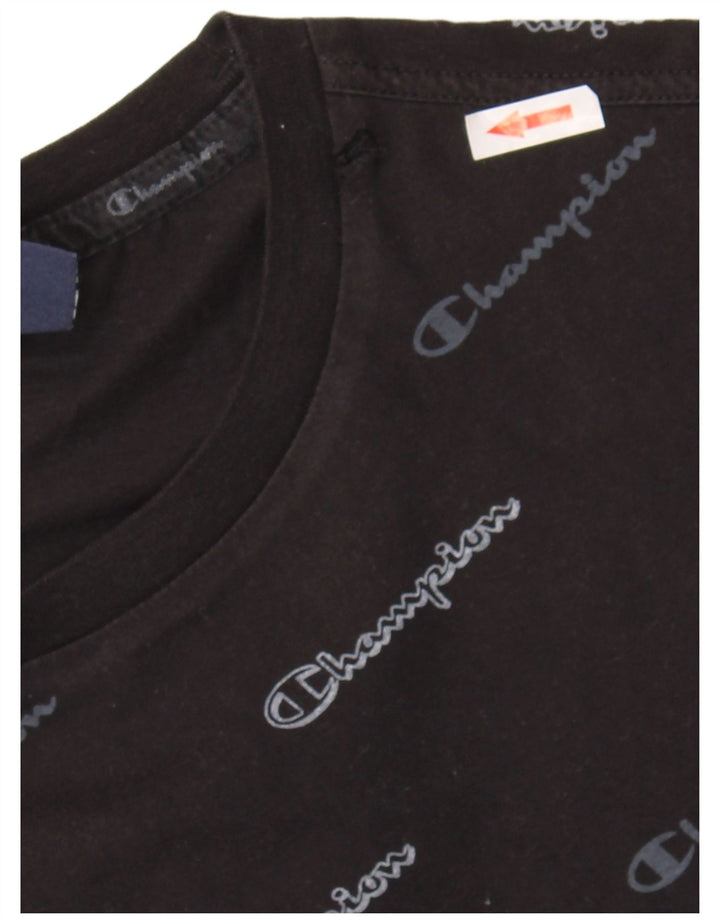 Champion Ανδρικό γραφικό T-Shirt Top Μικρό μαύρο βαμβακερό
