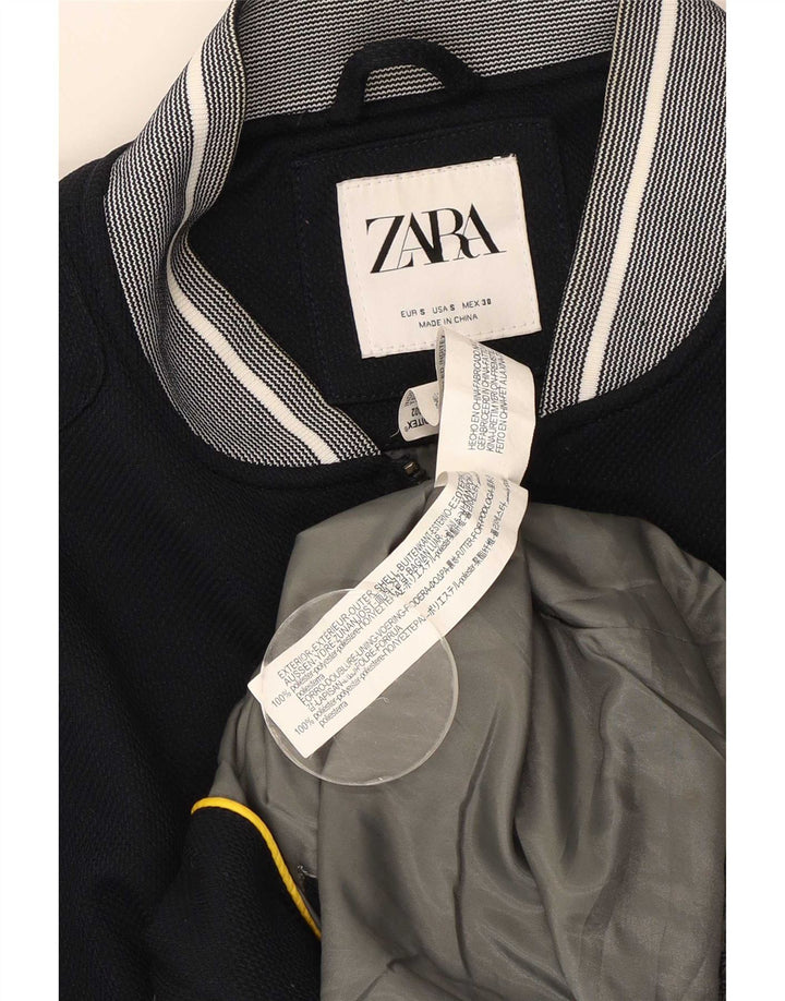 Zara Ανδρικό Bomber Jacket UK 36 Small Navy Blue Polyester