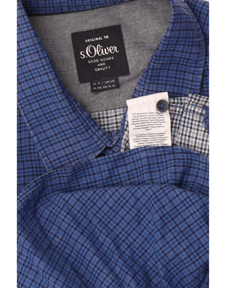 S.Oliver Ανδρικό πουκάμισο XL Blue Check Cotton