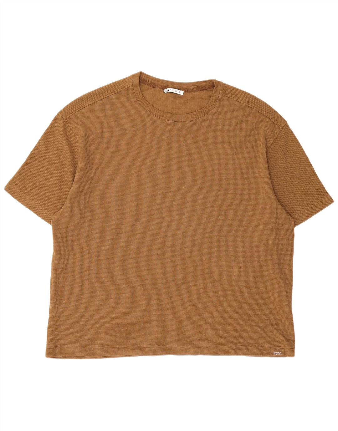 Ανδρικό T-Shirt Zara Top Large Beige Βαμβακερό
