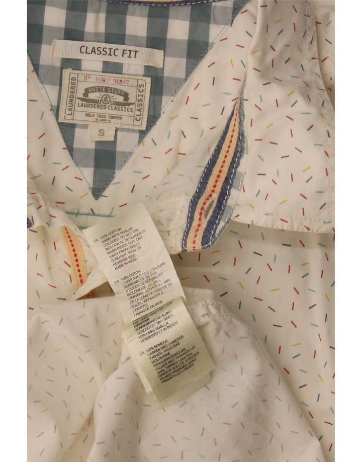 WHITE STUFF Ανδρικό κοντομάνικο πουκάμισο με κλασική εφαρμογή Μικρό λευκό βαμβακερό με στίγματα