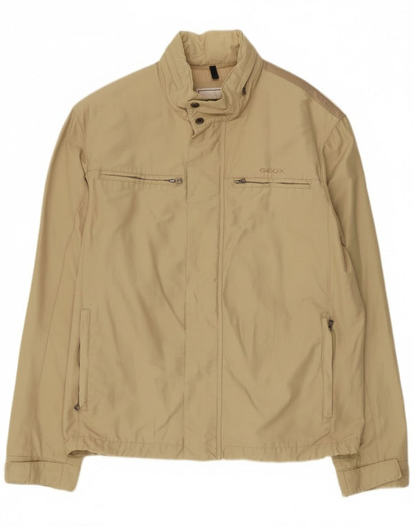 Ανδρικό μπουφάν Geox Respira με κουκούλα βροχής UK 40 μεγάλο μπεζ βαμβακερό