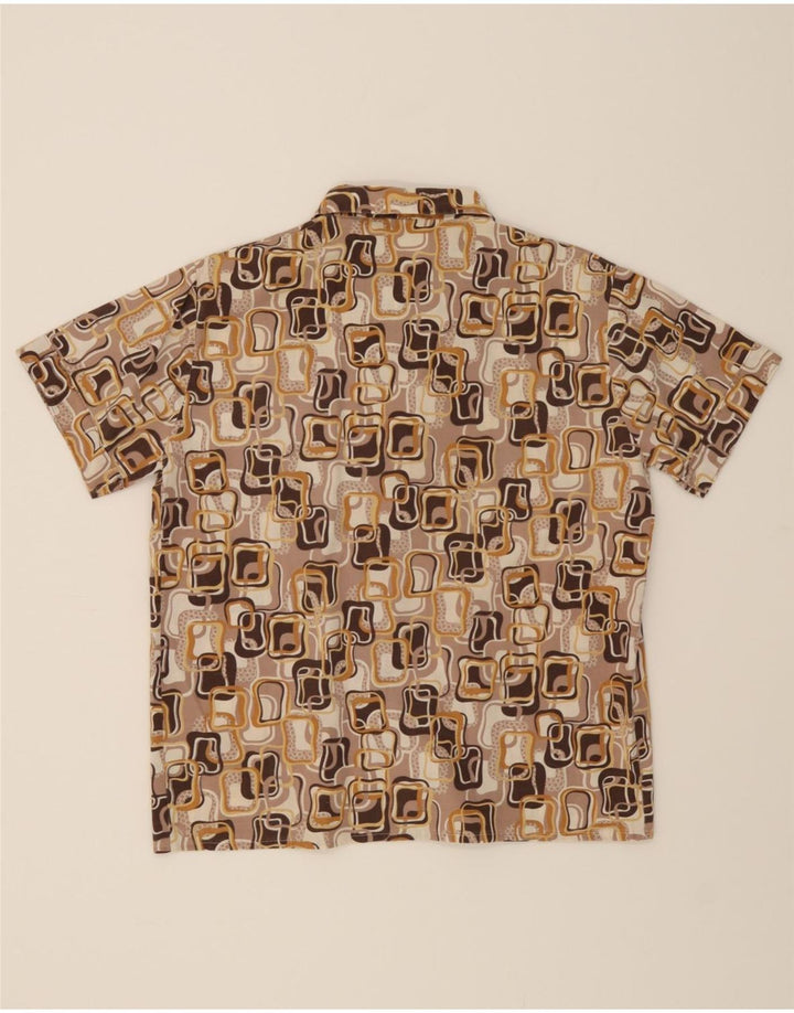 VINTAGE Mens Abstract Pattern Short Sleeve Shirt Medium Brown Vintage Vintage and Second-Hand Vintage from Messina Hembry 