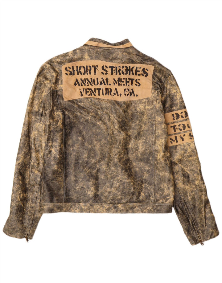 Ανδρικό δερμάτινο τζάκετ Bata Graphic IT 52 XL Γκρι Δερμάτινο