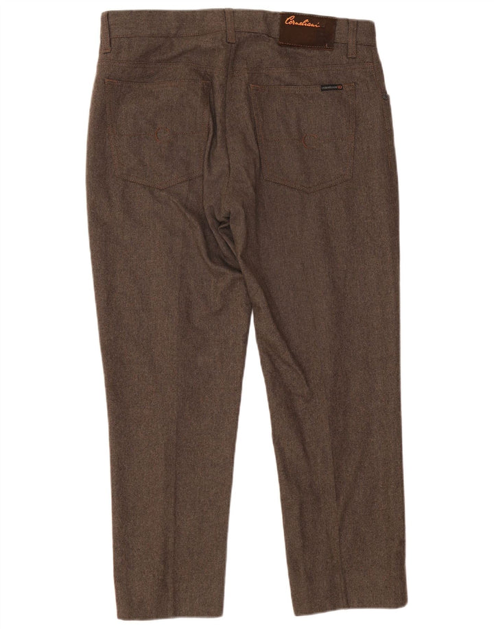 CORNELIANI Ανδρικό ίσιο casual παντελόνι W36 L28 Καφέ Μαλλί