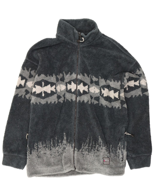 Think Pink Mens Fleece Jacket UK 42 XL Grey Geometric Polyester