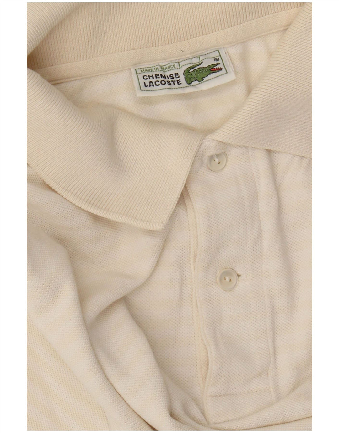 Ανδρικό μπλουζάκι πόλο LACOSTE Νούμερο 7 2XL Off White Ριγέ βαμβακερό
