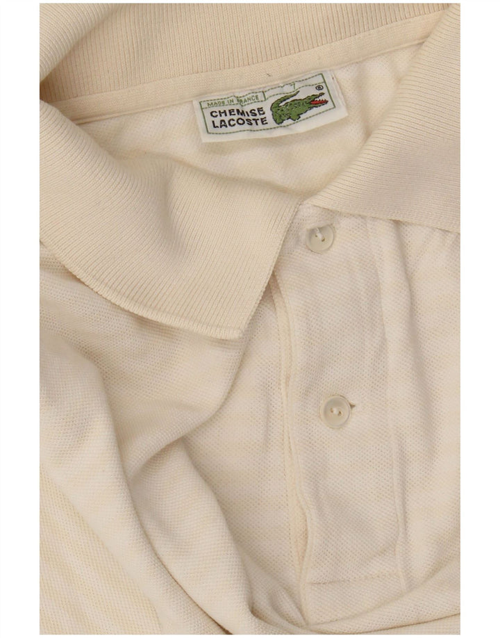 Ανδρικό μπλουζάκι πόλο LACOSTE Νούμερο 7 2XL Off White Ριγέ βαμβακερό