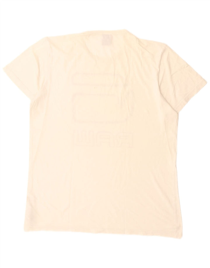 G-Star Ανδρικό γραφικό T-Shirt Top μεγάλο λευκό βαμβακερό